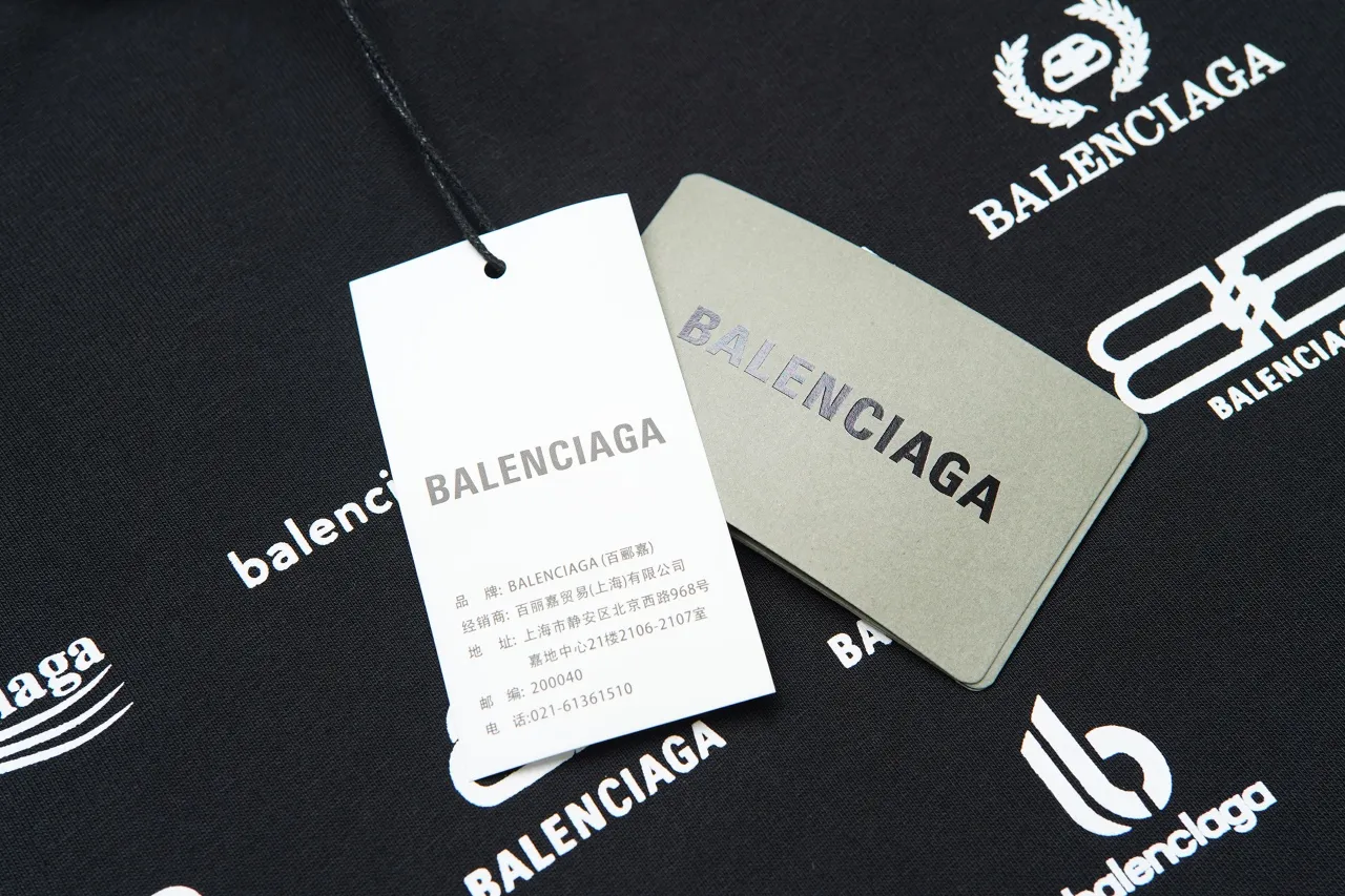 Balenciaga Classic LOGO T💰P110 32s 240g Authentic +Sizes ＋ Logo Size：Xs-L ：Black